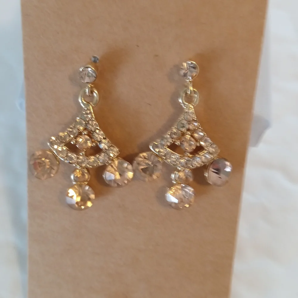 Gold and Pink Chandelier Earrings with Vintage Charm